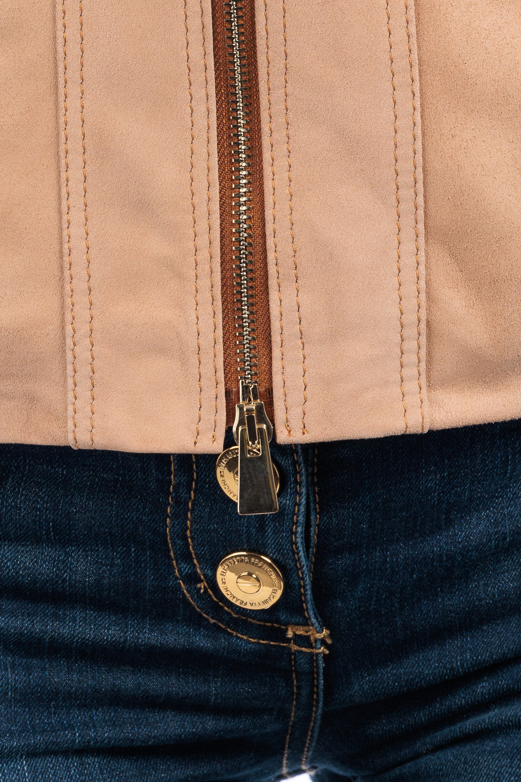 Giacca in camoscio donna con zip pulse cipria