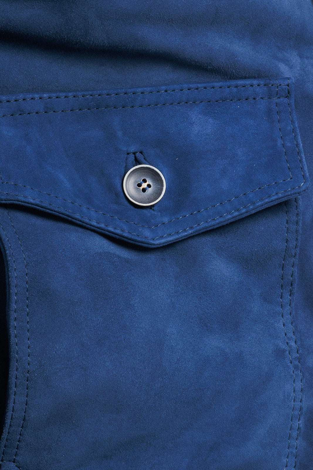 Bomber in camoscio uomo con bottoni e zip VAST blu