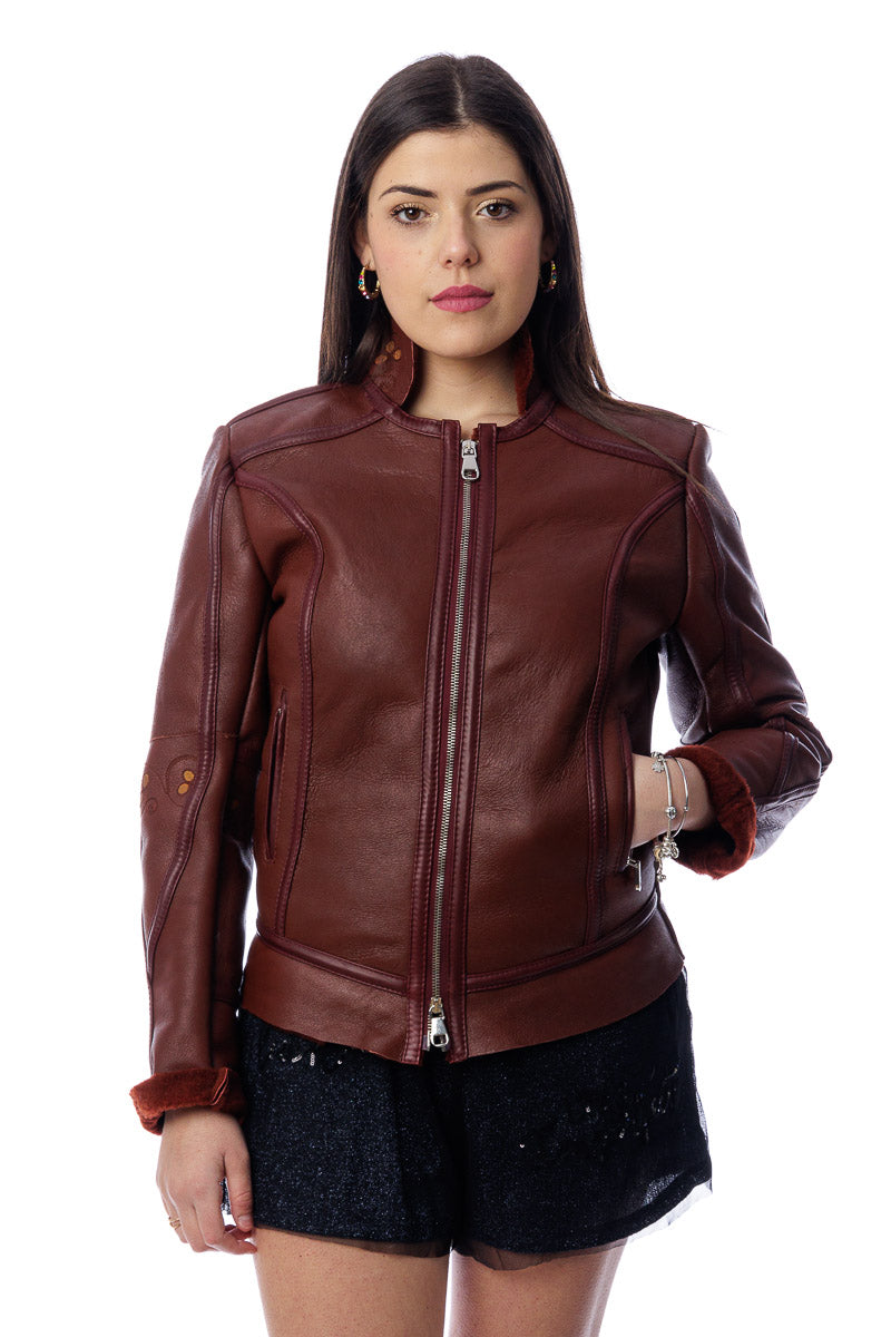 Giacca in montone shearling con zip
