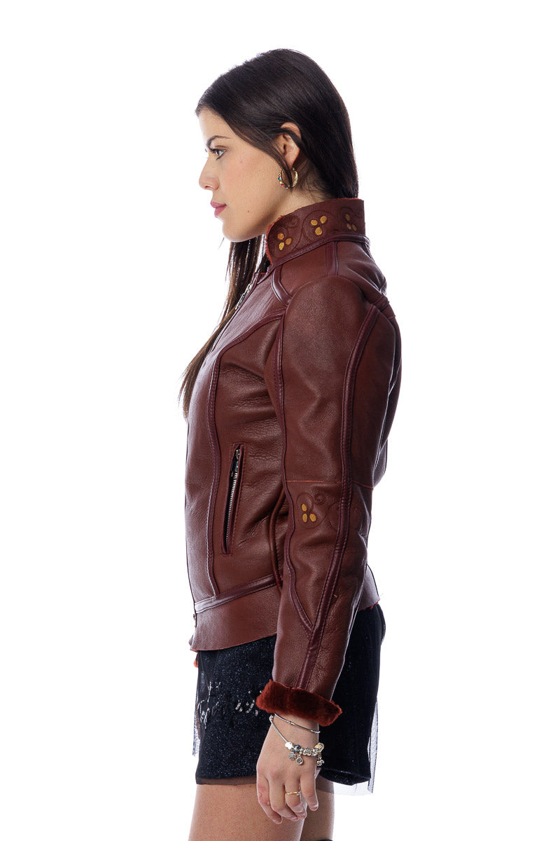 Giacca in montone shearling con zip