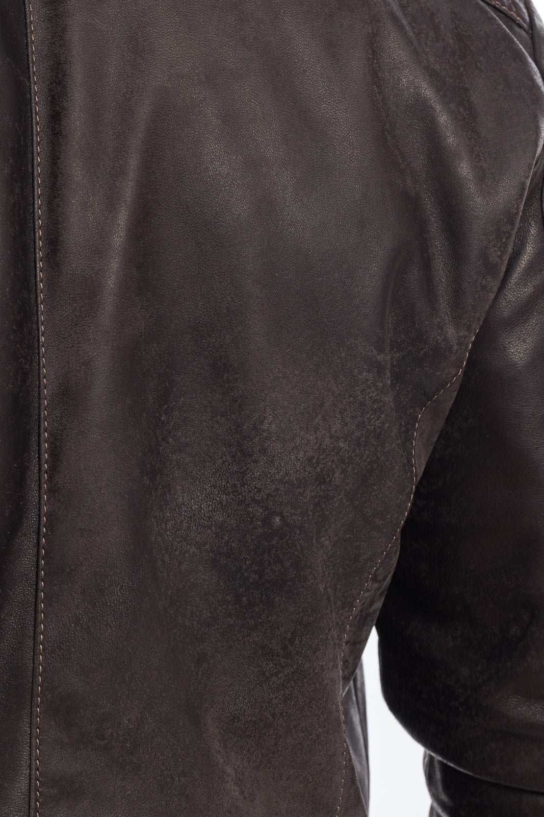 Giacca in pelle testa di moro vintage naturale con zip Triumph
