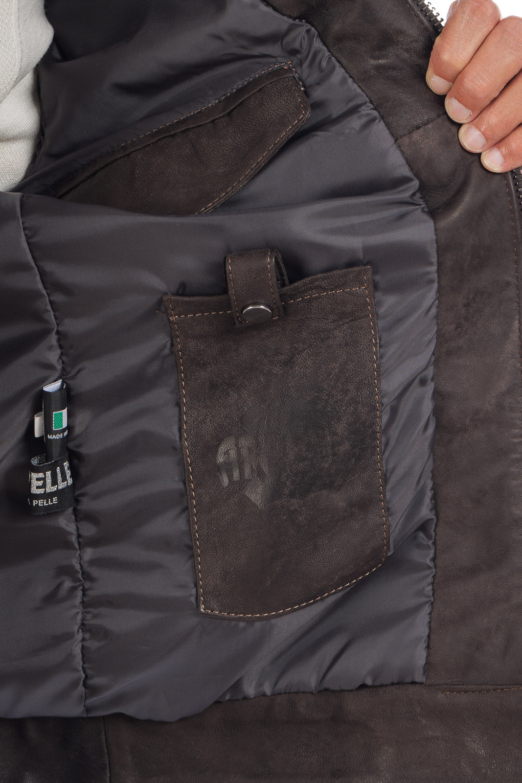 Giacca in pelle testa di moro vintage naturale con zip Triumph