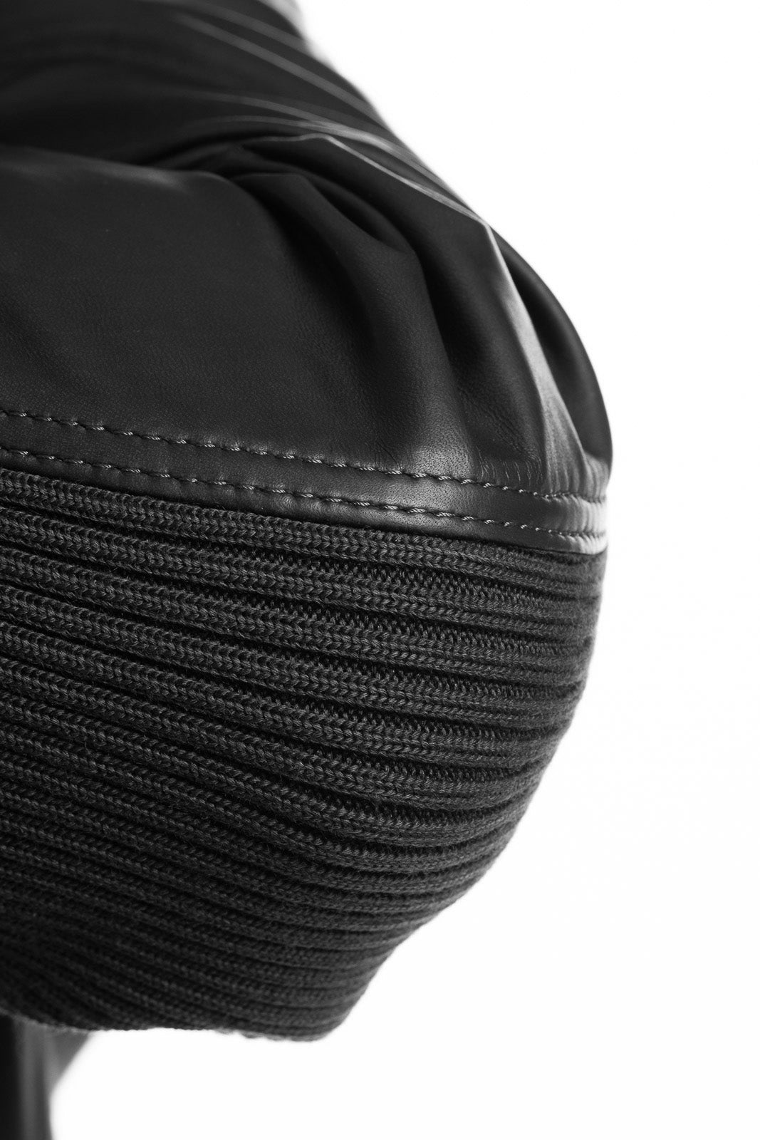 Giacca in pelle con zip PIT nero con lana elasticizzata