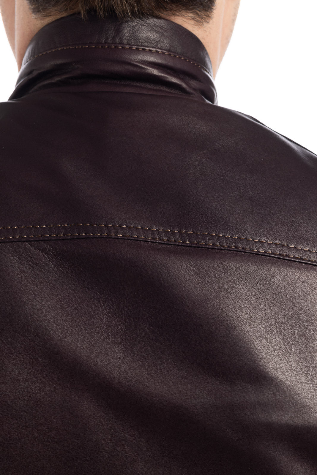Giacca in pelle con zip PIT testa di moro con lana elasticizzata