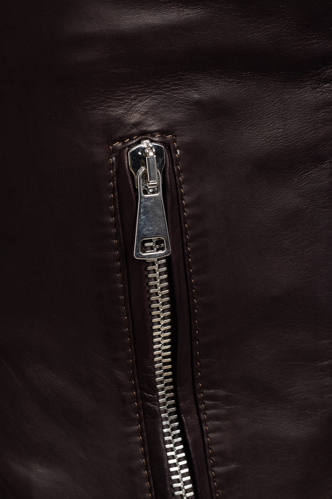 Giacca in pelle con zip PIT testa di moro con lana elasticizzata