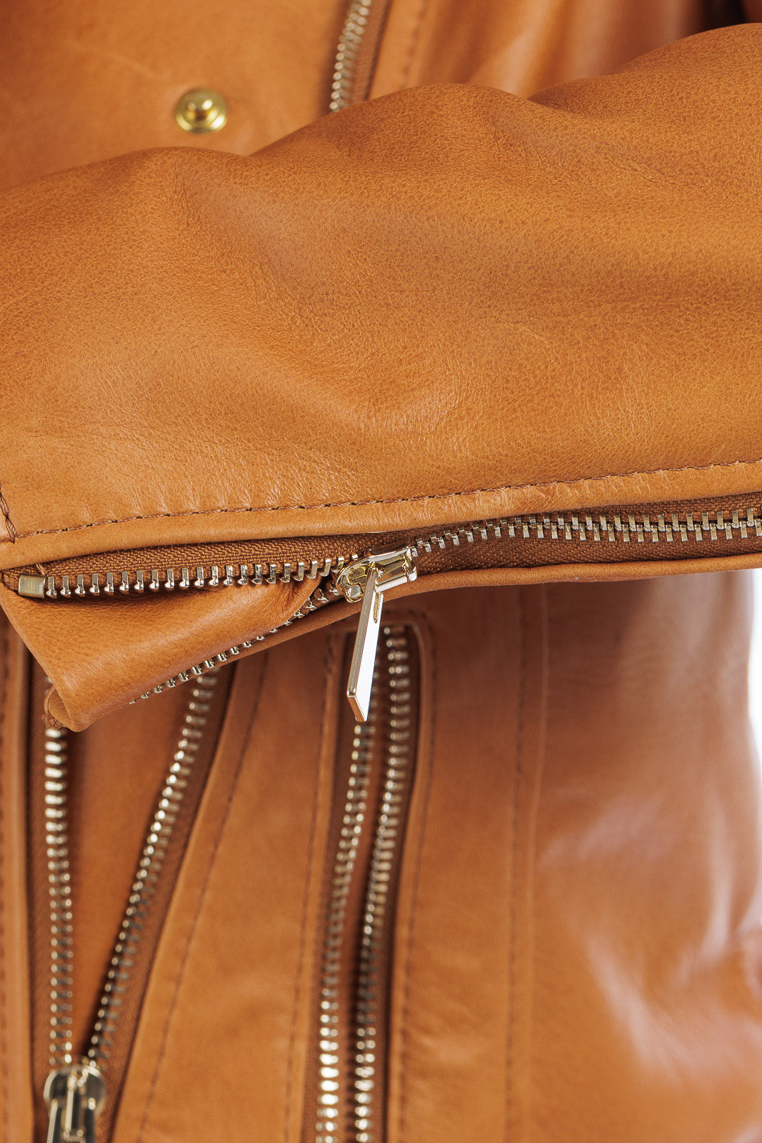 Giacca in pelle donna con zip CHANEL cuoio