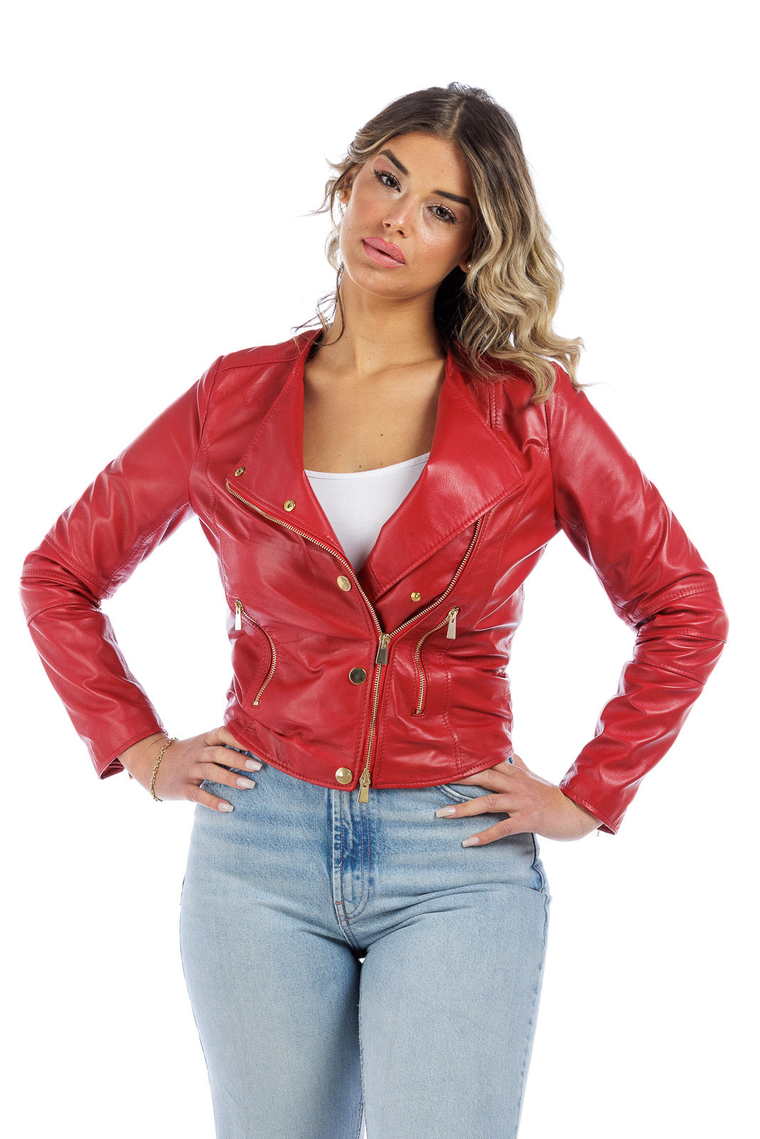 Giacca in pelle donna con zip CHANEL rosso