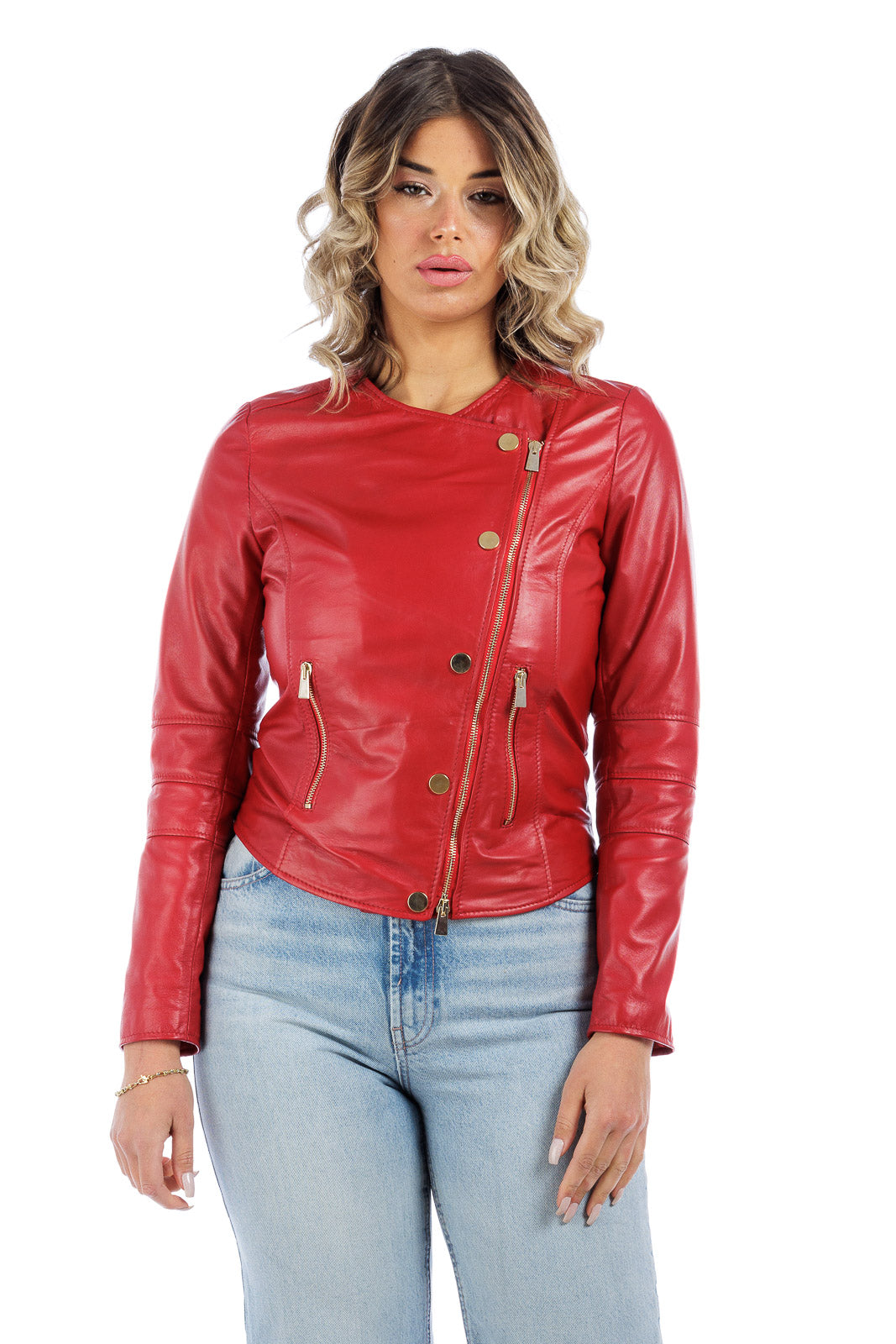 Giacca in pelle donna con zip CHANEL rosso