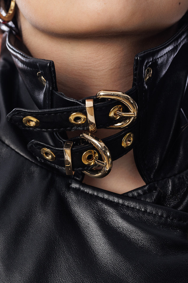 Giacca in pelle donna con zip chiodo 3000 punti a mano