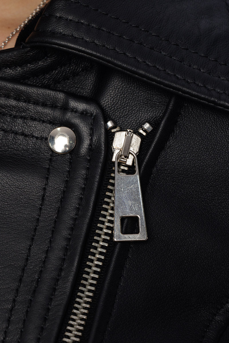 Giacca in pelle donna con zip Chiodo nero