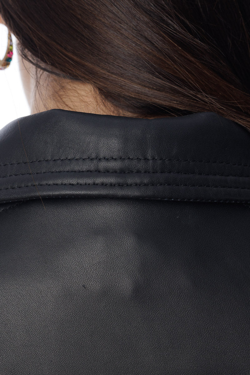 Giacca in pelle donna con zip Chiodo nero