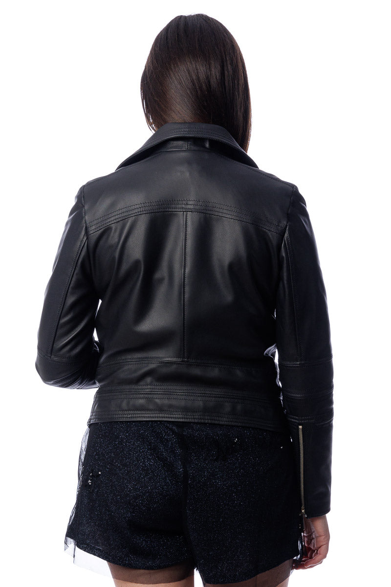 Giacca in pelle donna con zip Chiodo nero