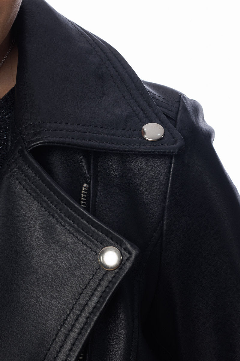 Giacca in pelle donna con zip Chiodo nero