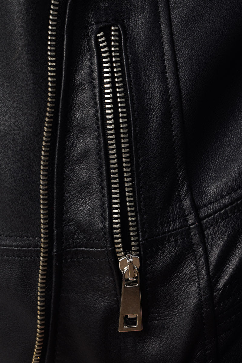 Giacca in pelle donna con zip Chiodo nero