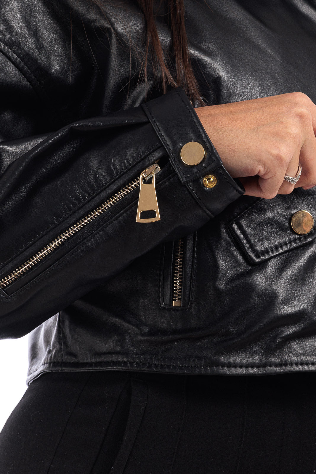 Giacca in pelle donna con zip Chiodo nero OVER