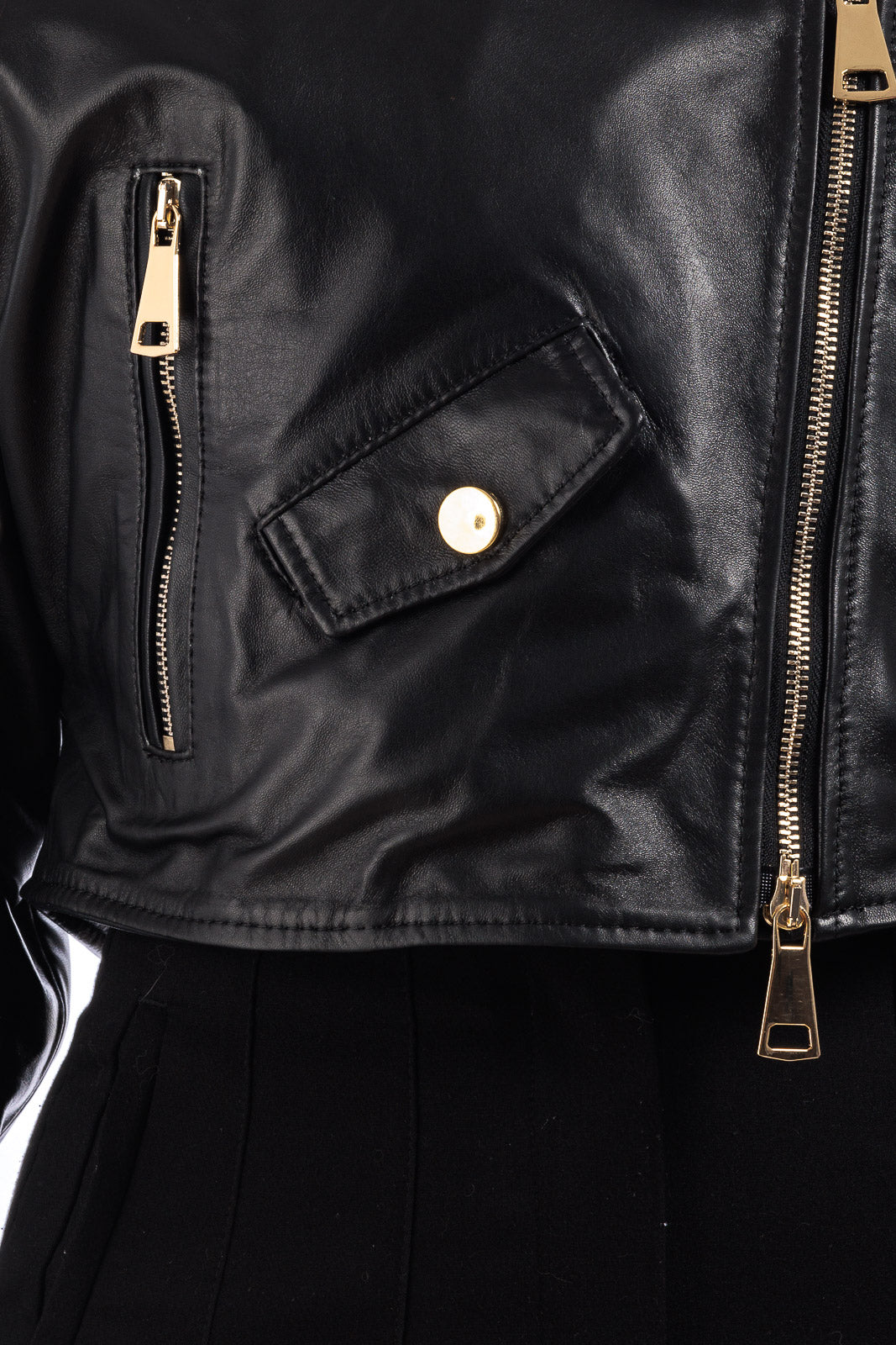 Giacca in pelle donna con zip Chiodo nero OVER