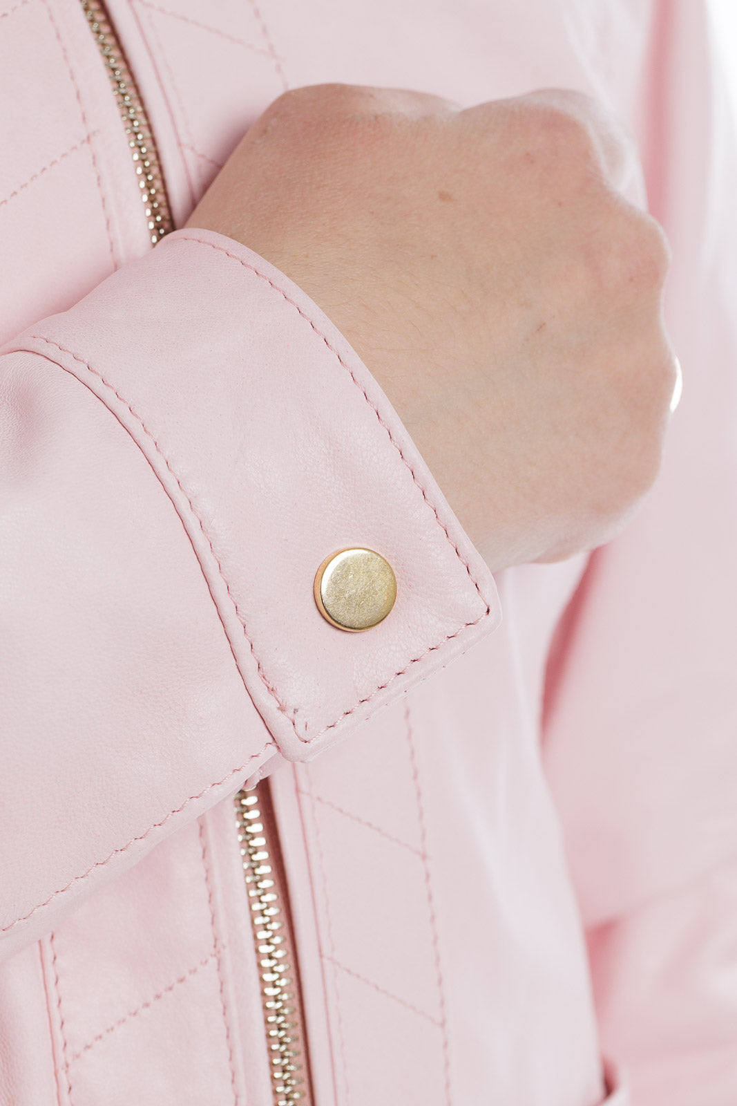 Giacca in pelle donna con zip CRISTINA rosa