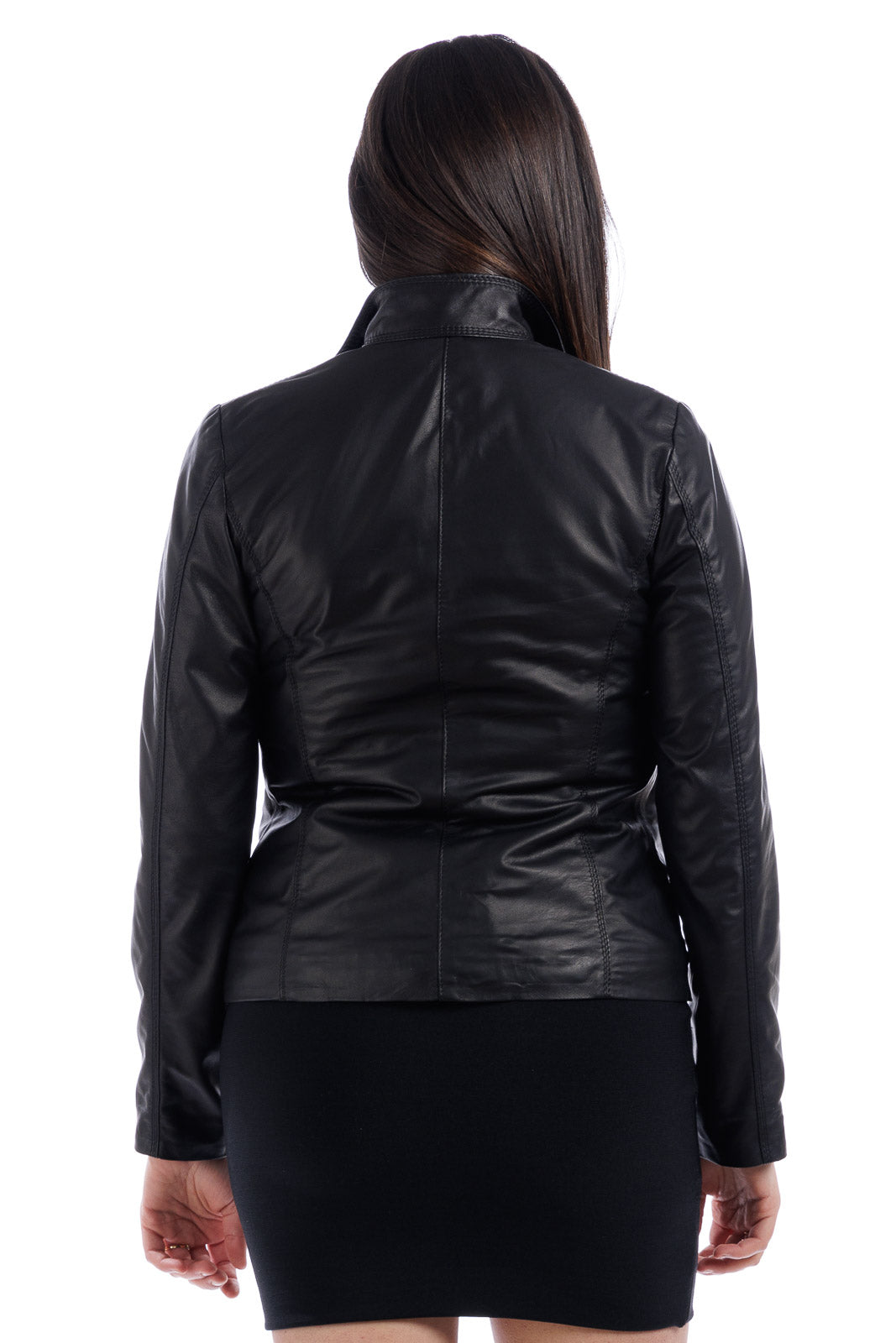 Giacca in pelle donna con zip FAY nero