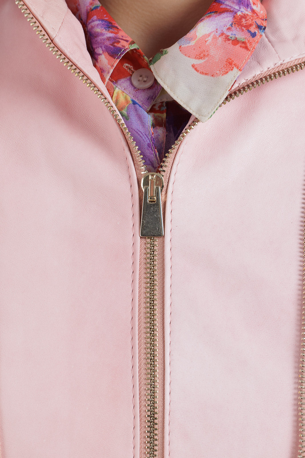 Giacca in pelle donna con zip GABY staccabile rosa