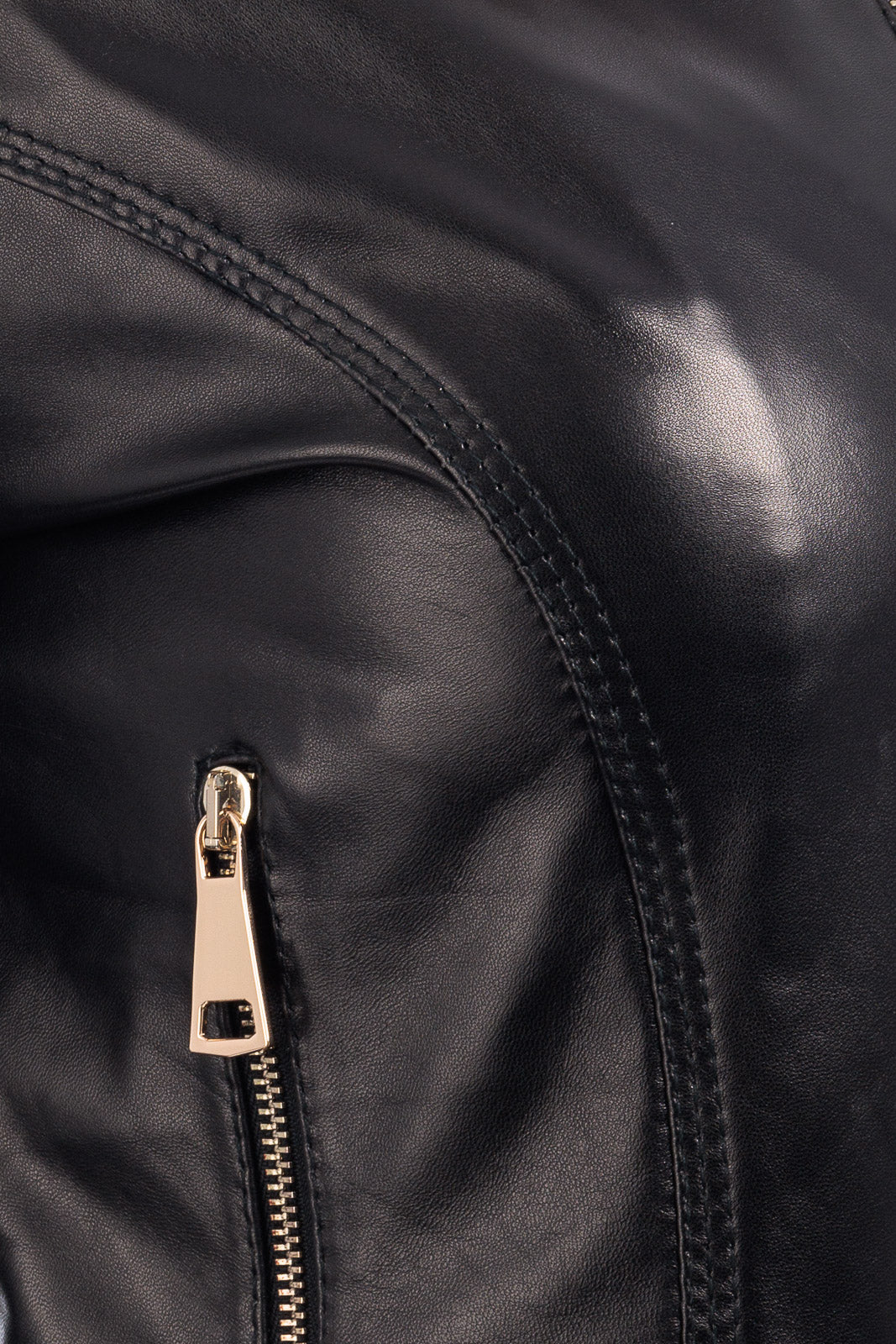 Giacca in pelle donna con zip PIT 2 nero