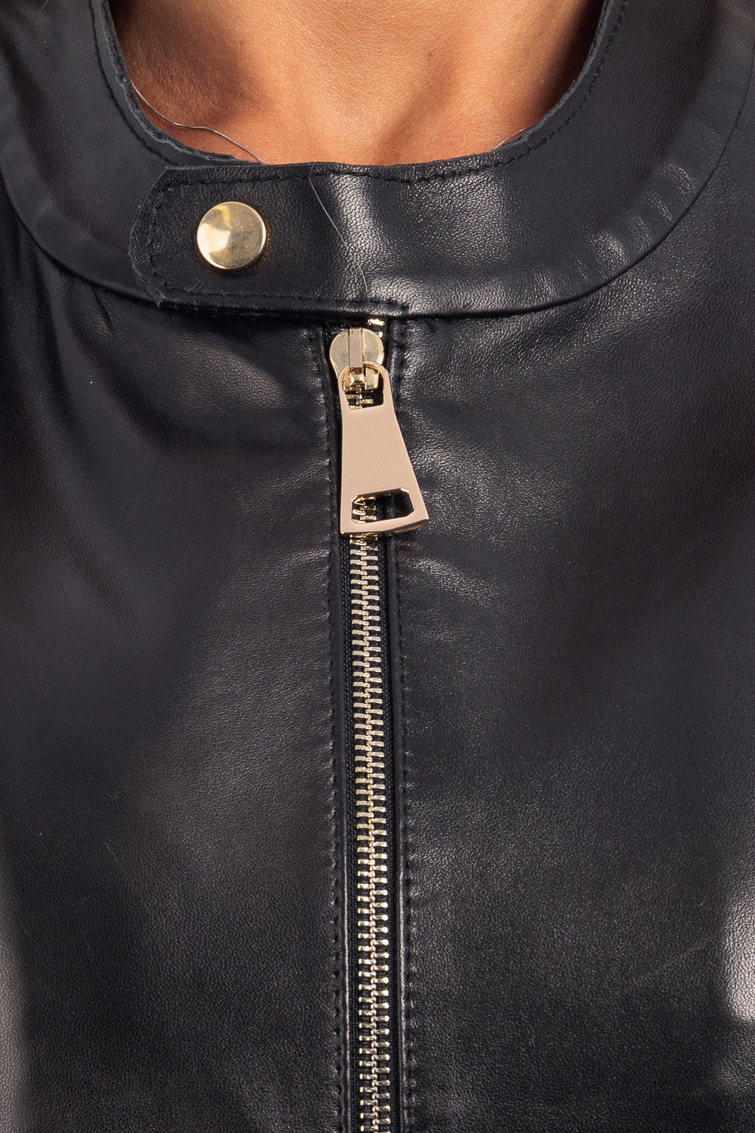 Giacca in pelle donna con zip PIT 2 nero