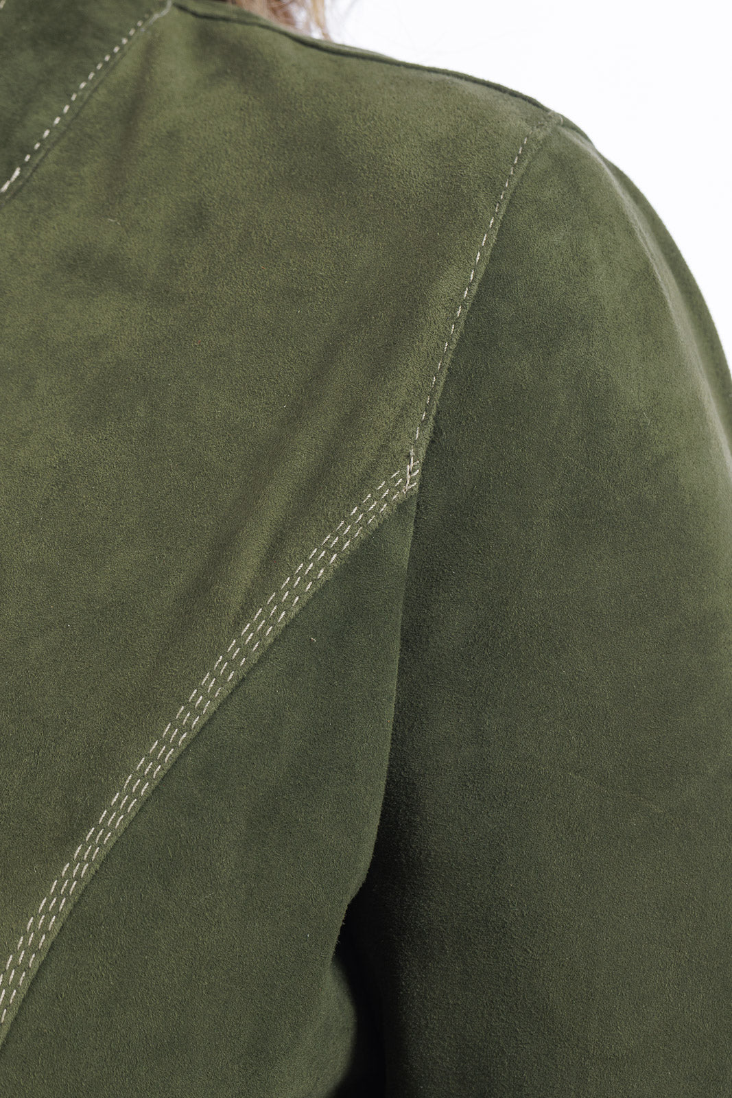 Giacca verde in camoscio di renna donna con zip PIT