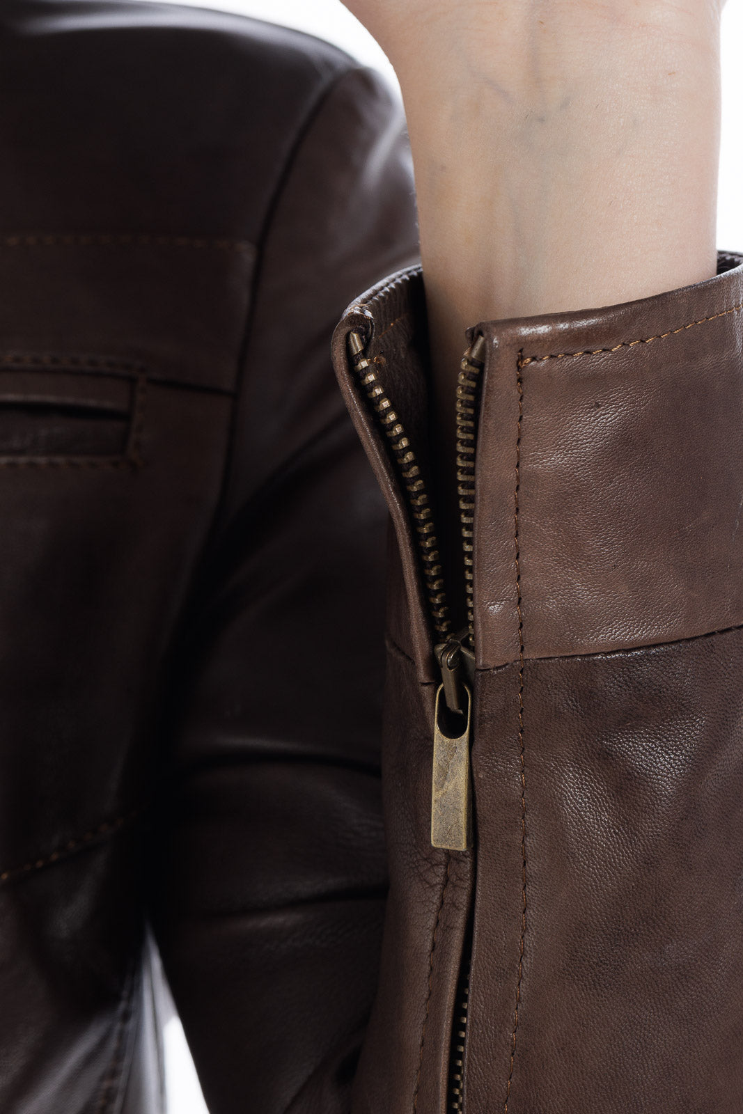 Giacca in pelle donna con zip SKY testa di moro
