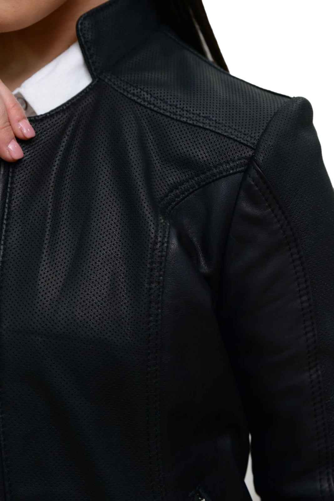 Giacca in pelle donna con zip TIS