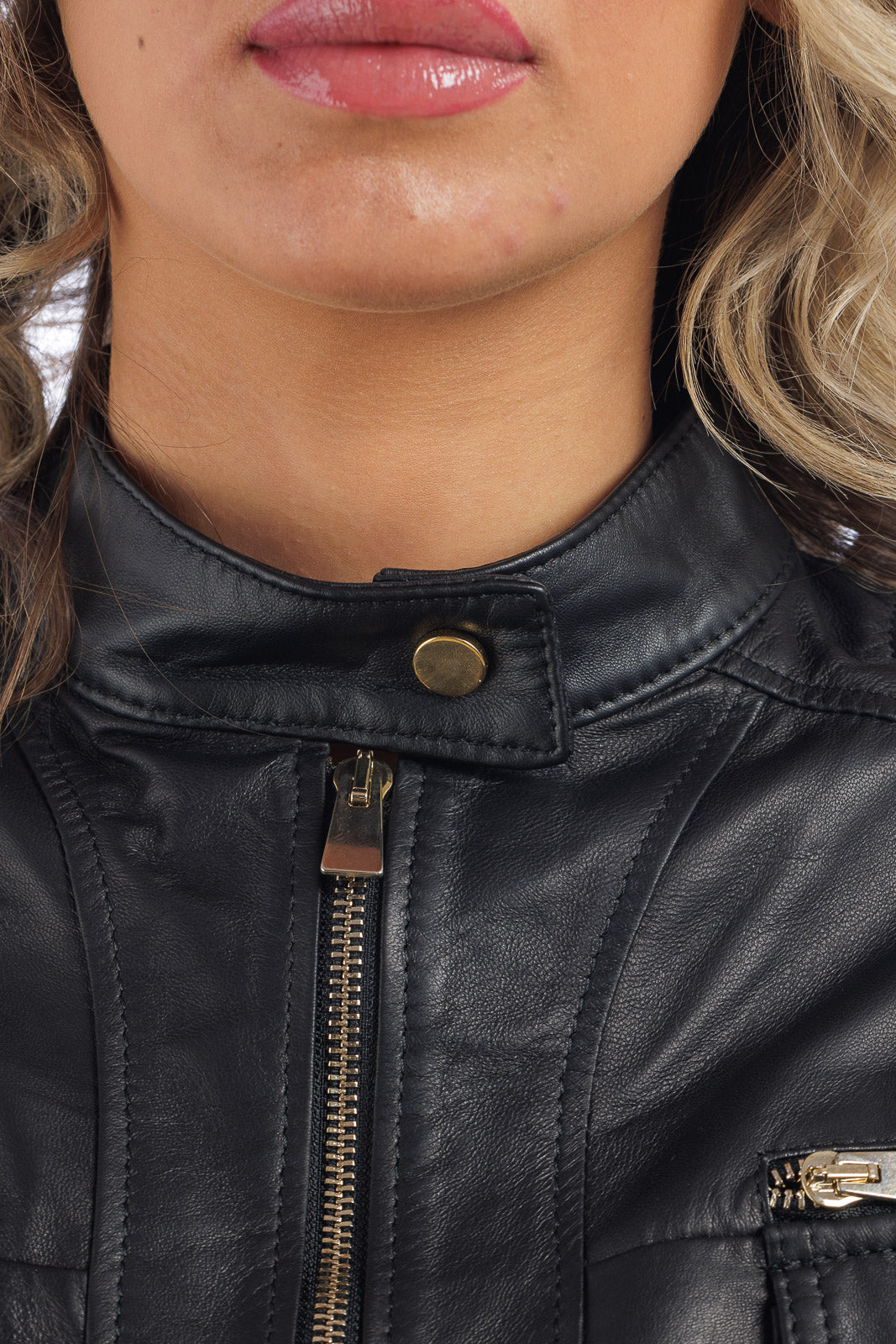 Giacca in pelle donna con zip why