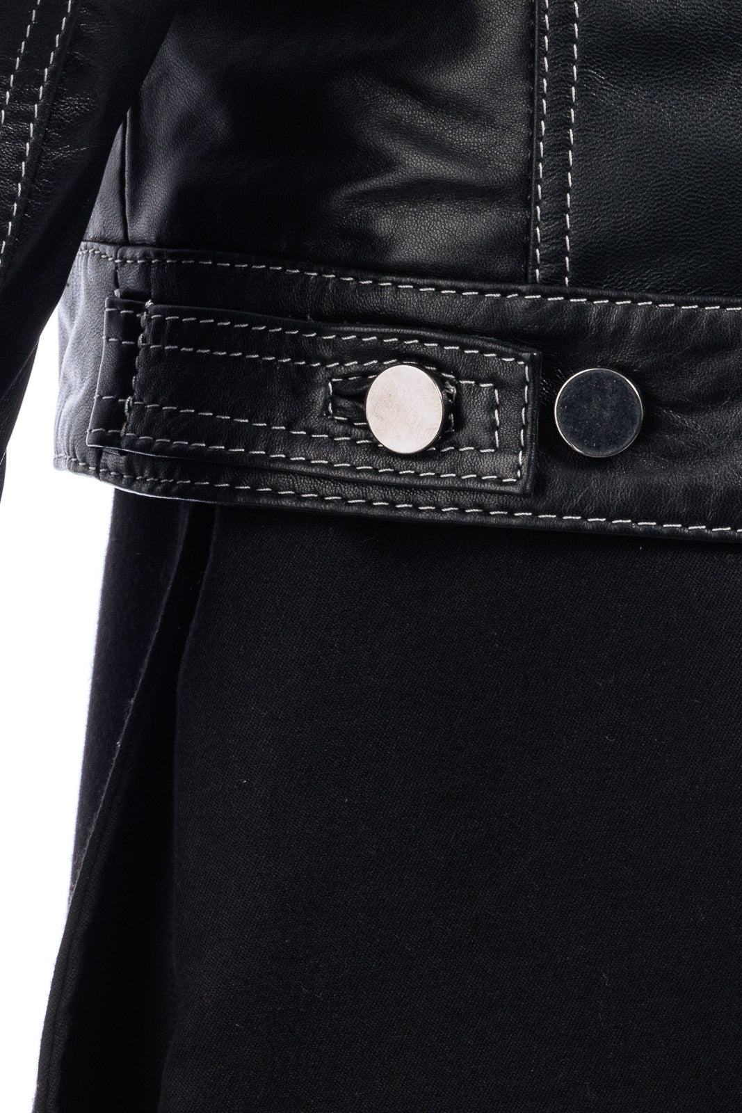 Giacca in pelle nera con collo e gilet staccabile pelo nero JEANS