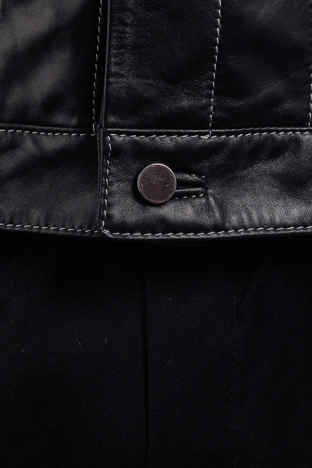 Giacca in pelle nera con collo e gilet staccabile pelo nero JEANS