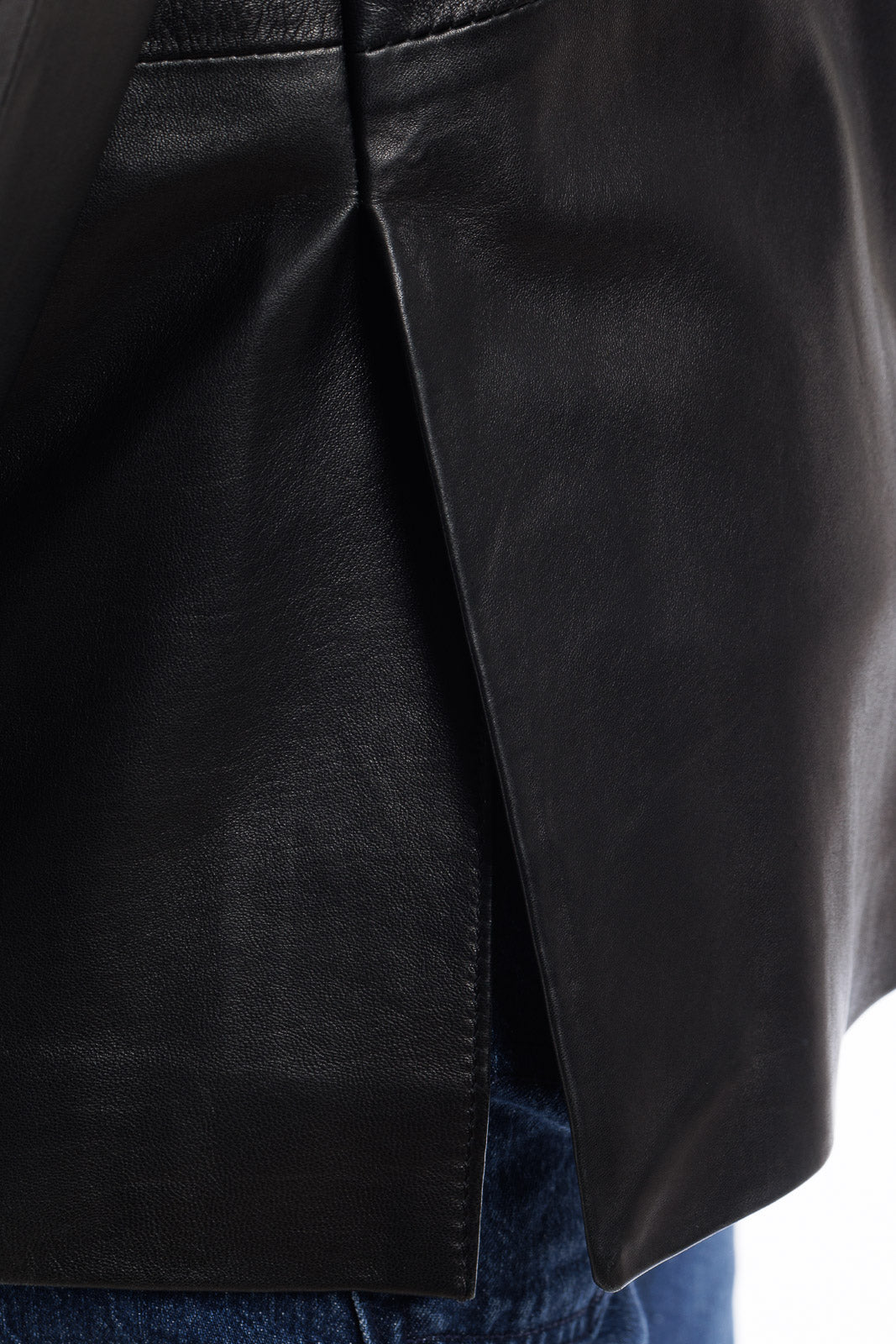 Giacca classica in pelle uomo con spacchi laterali