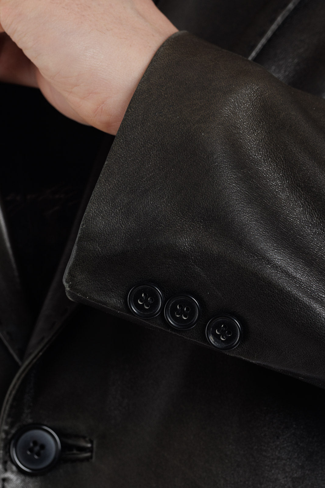 Giacca classica in pelle uomo con spacchi laterali