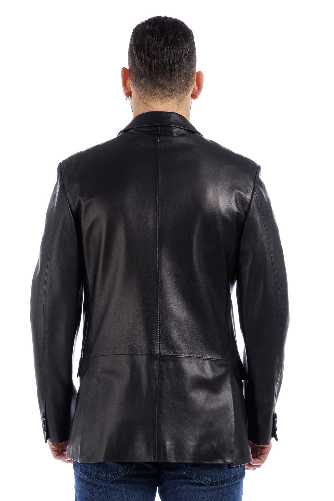 Giacca classica in pelle uomo con spacchi laterali