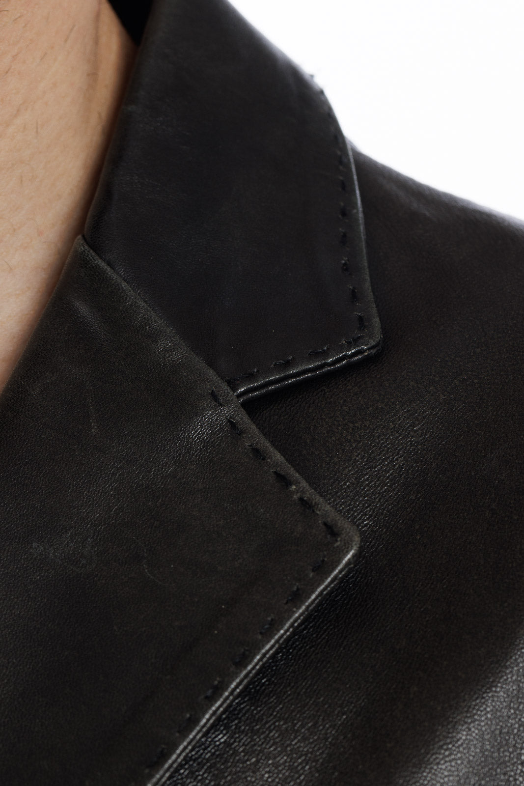 Giacca classica in pelle uomo con spacchi laterali