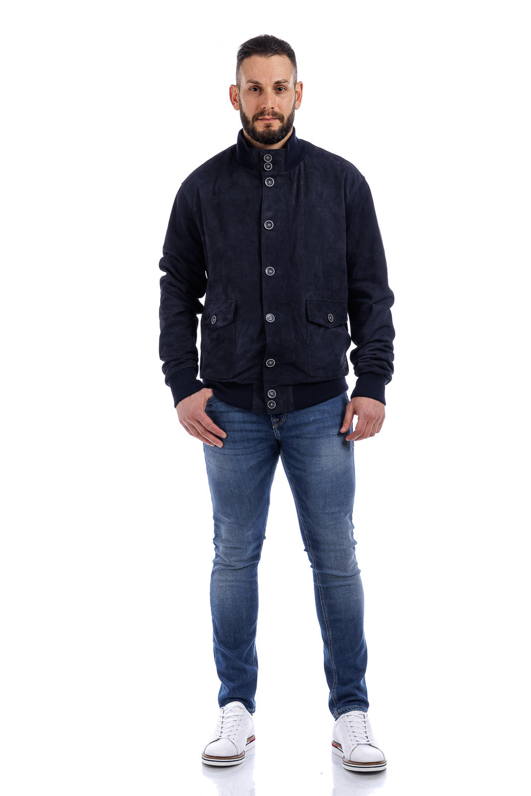 Giacca blu in camoscio di renna BOTT