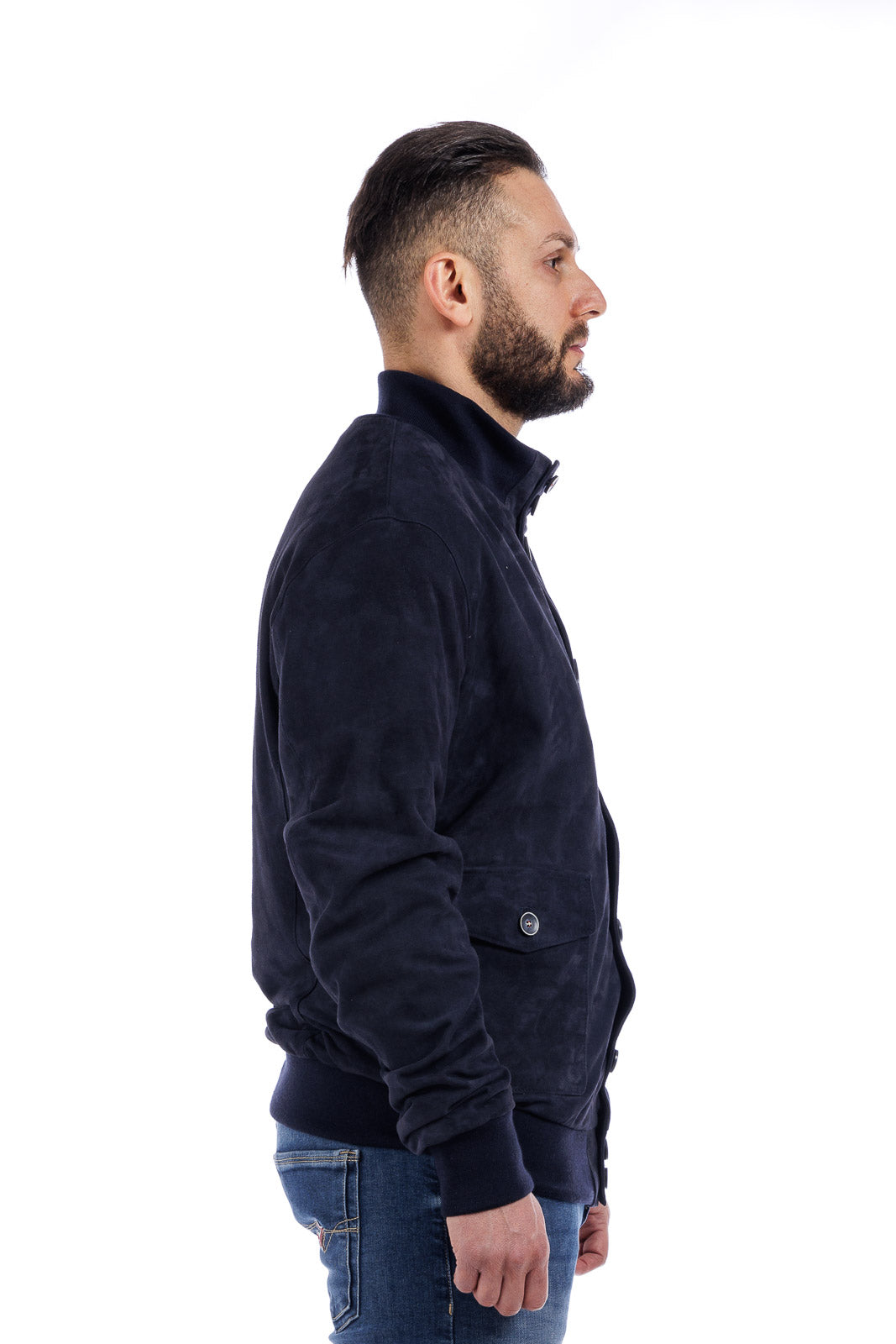 Giacca blu in camoscio di renna BOTT