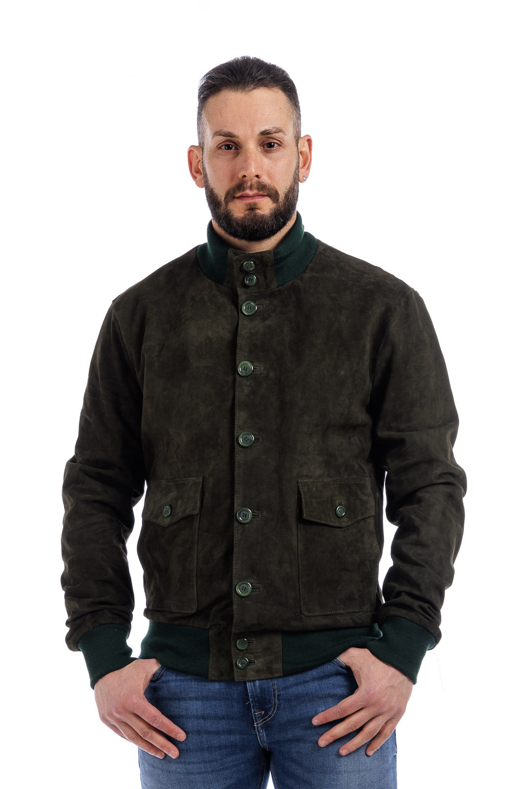 Giacca in camoscio di renna verde uomo BOTT