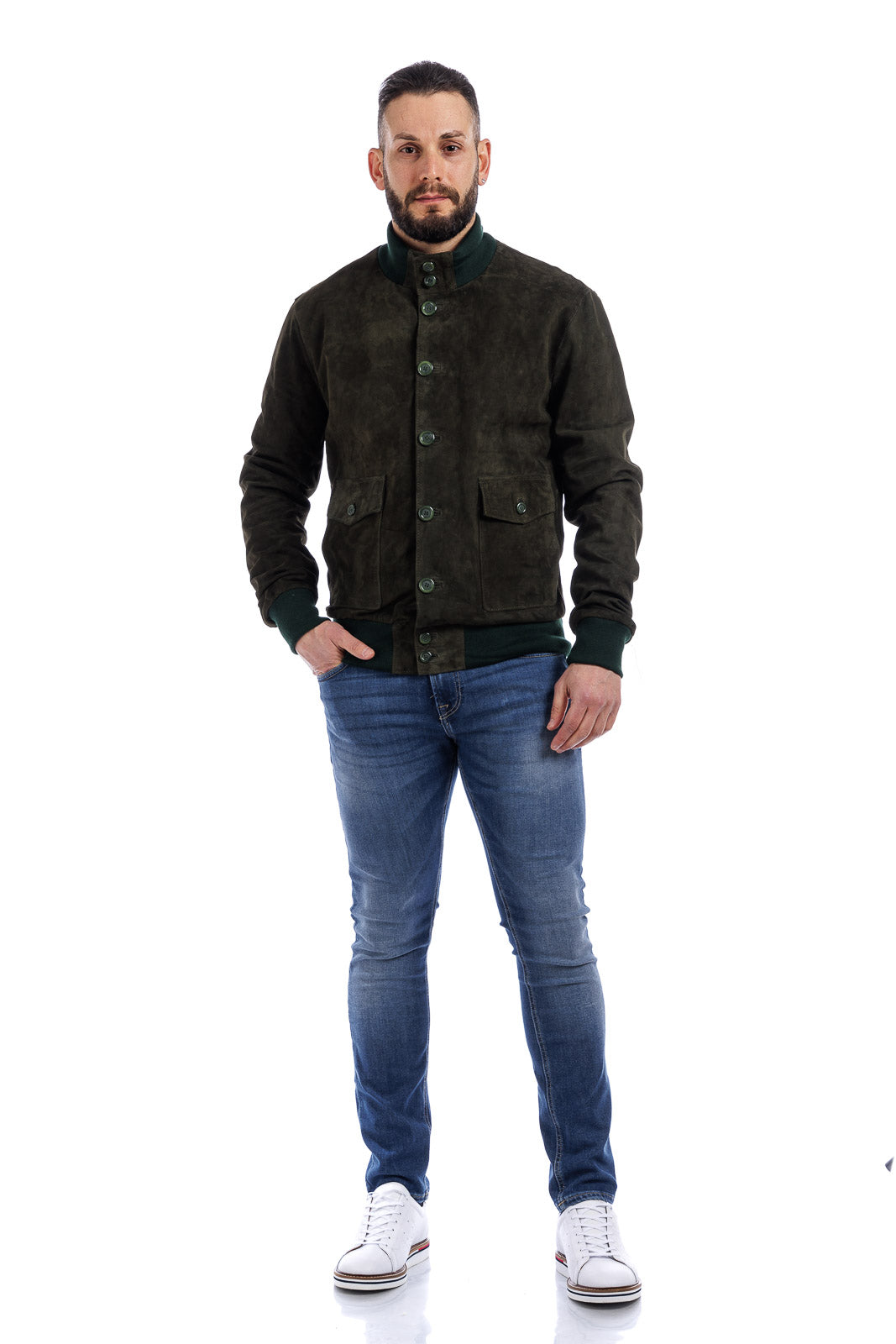 Giacca in camoscio di renna verde uomo BOTT
