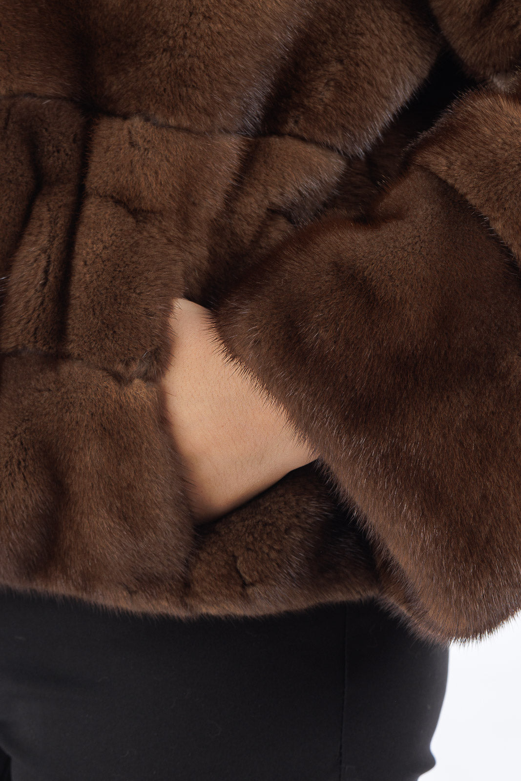 Giacca in pelliccia donna Visone demy buff con Cappuccio