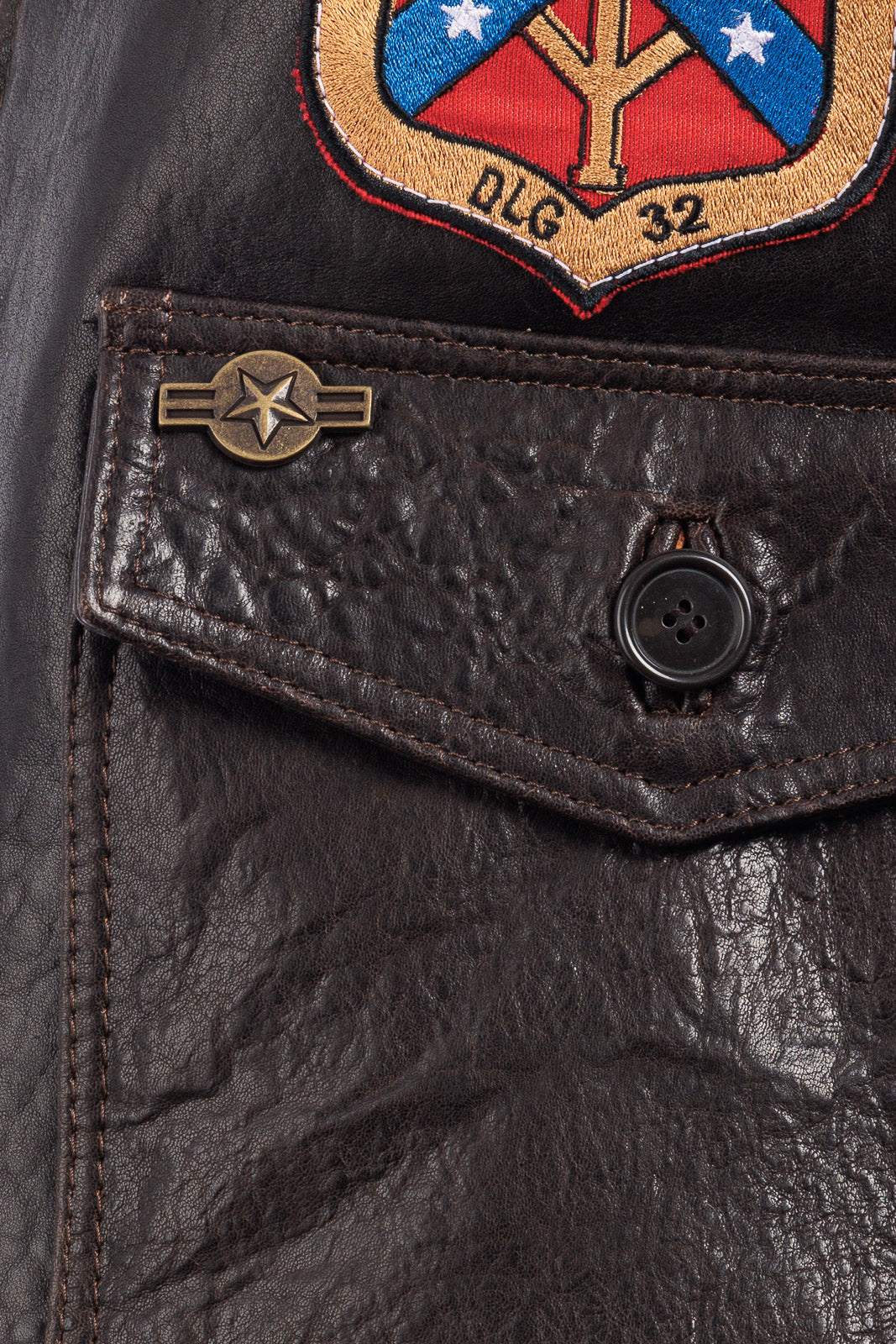 Giacca in vera pelle con zip uomo con toppe e collo in montone TOP GUN