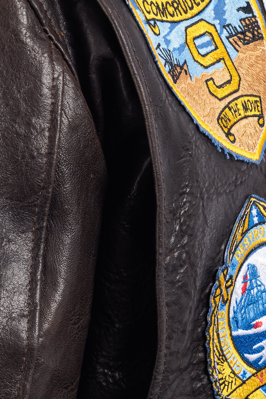 Giacca in vera pelle con zip uomo con toppe e collo in montone TOP GUN