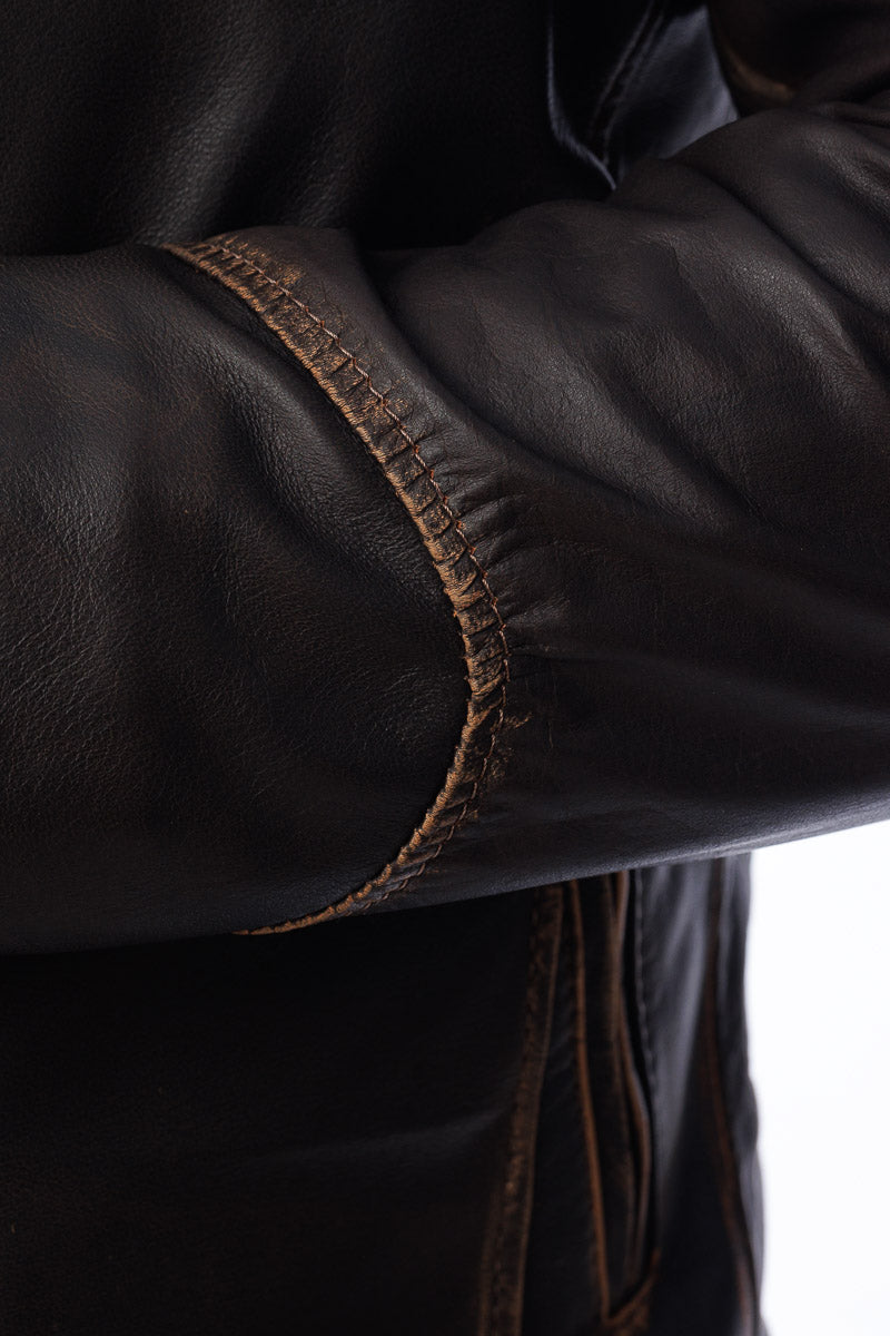 Giacca in vera pelle con zip uomo SCAB