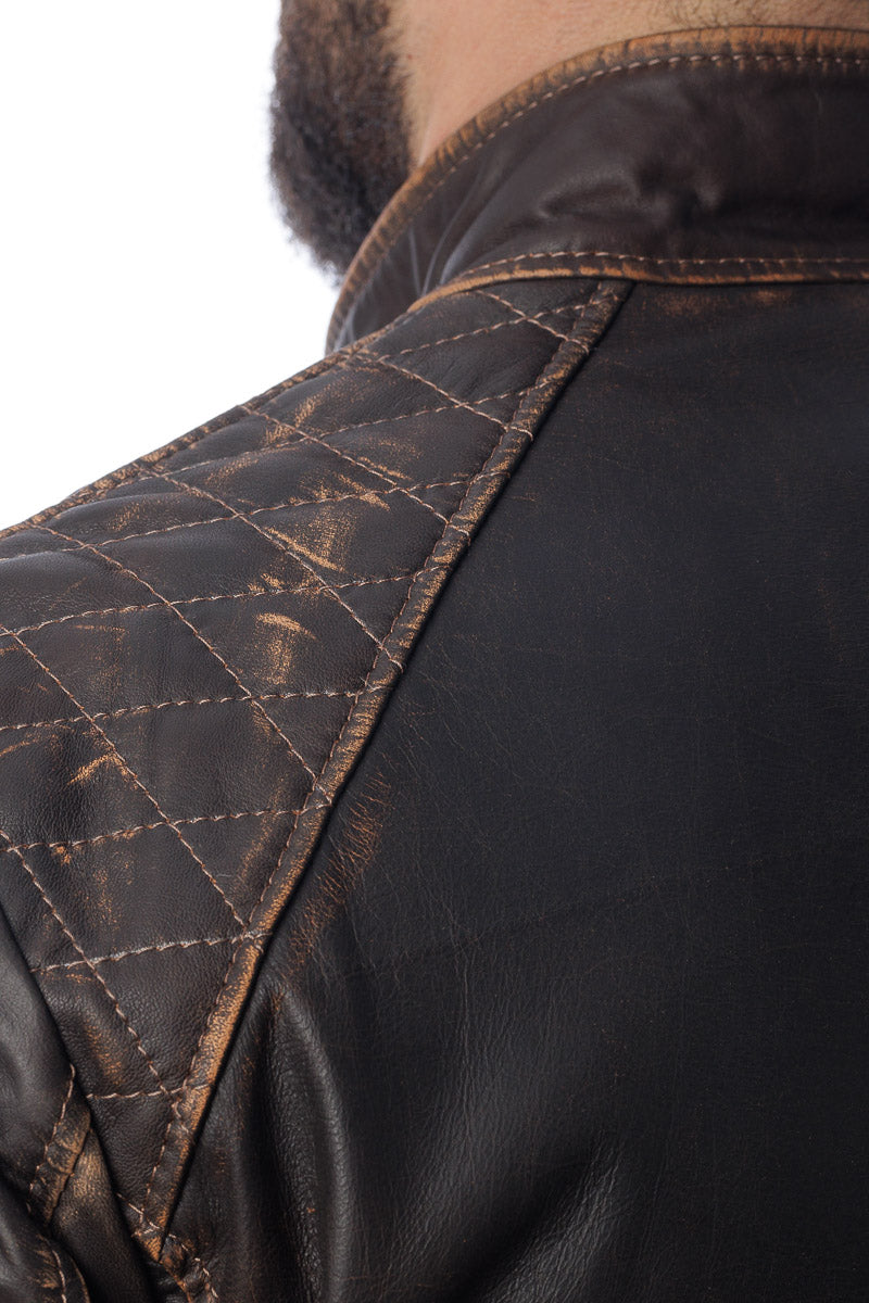 Giacca in vera pelle con zip uomo SCAB