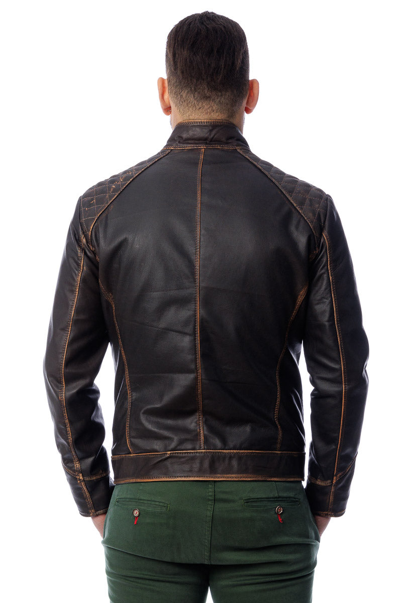 Giacca in vera pelle con zip uomo SCAB