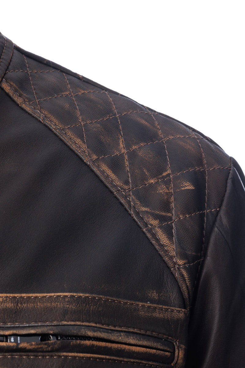 Giacca in vera pelle con zip uomo SCAB