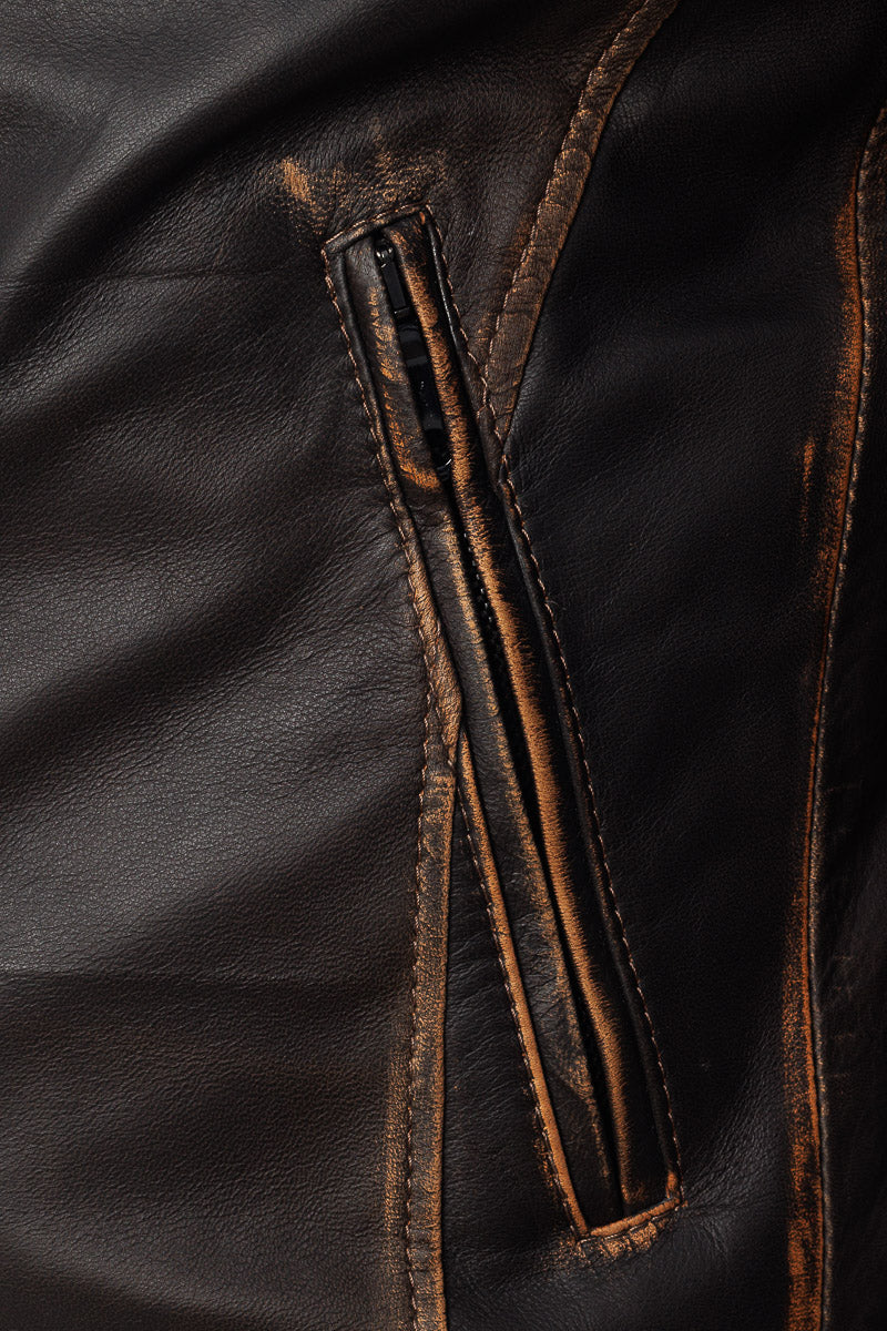 Giacca in vera pelle con zip uomo SCAB
