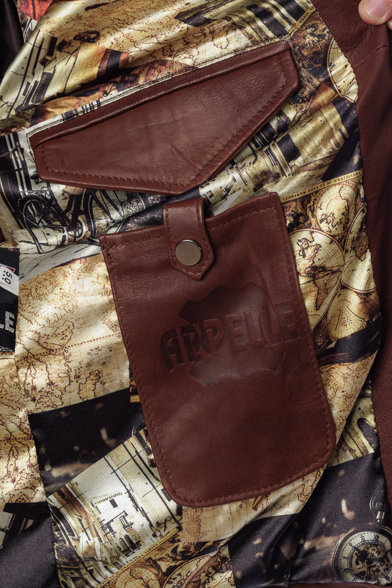 Giacca in vera pelle con zip uomo Scab marrone