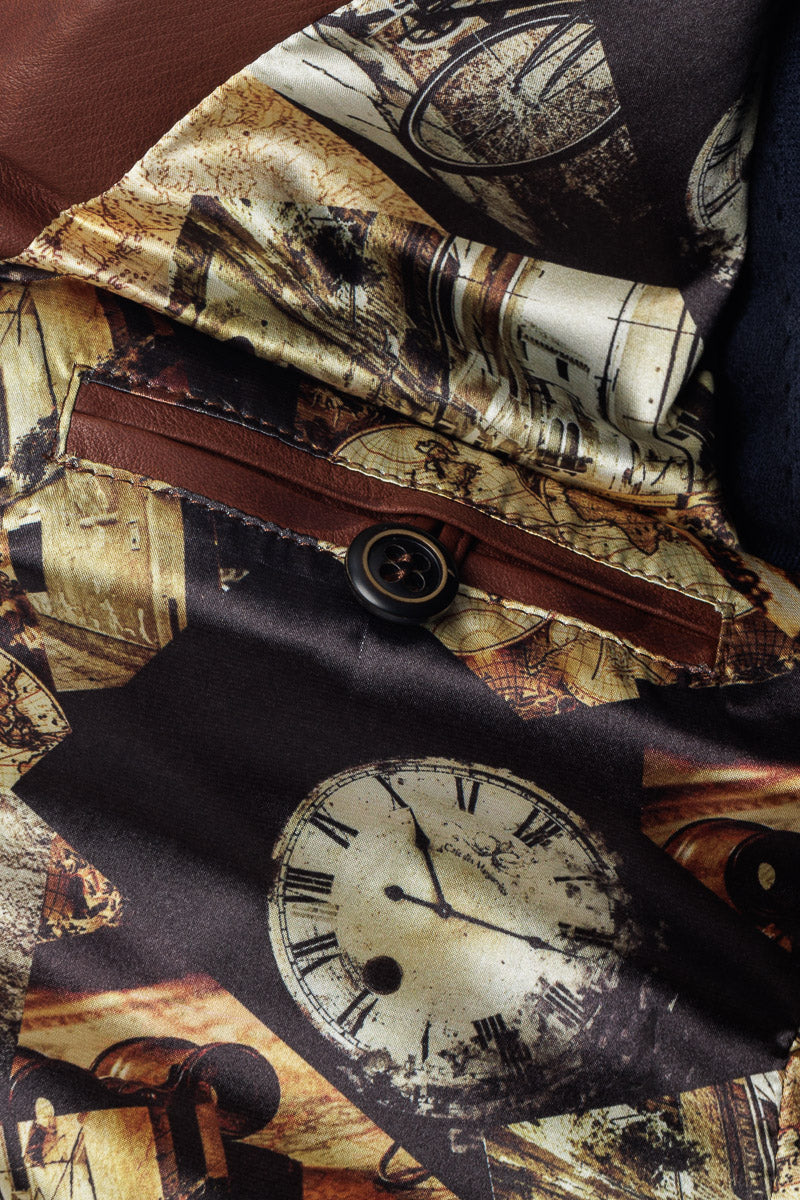 Giacca in vera pelle con zip uomo Scab marrone