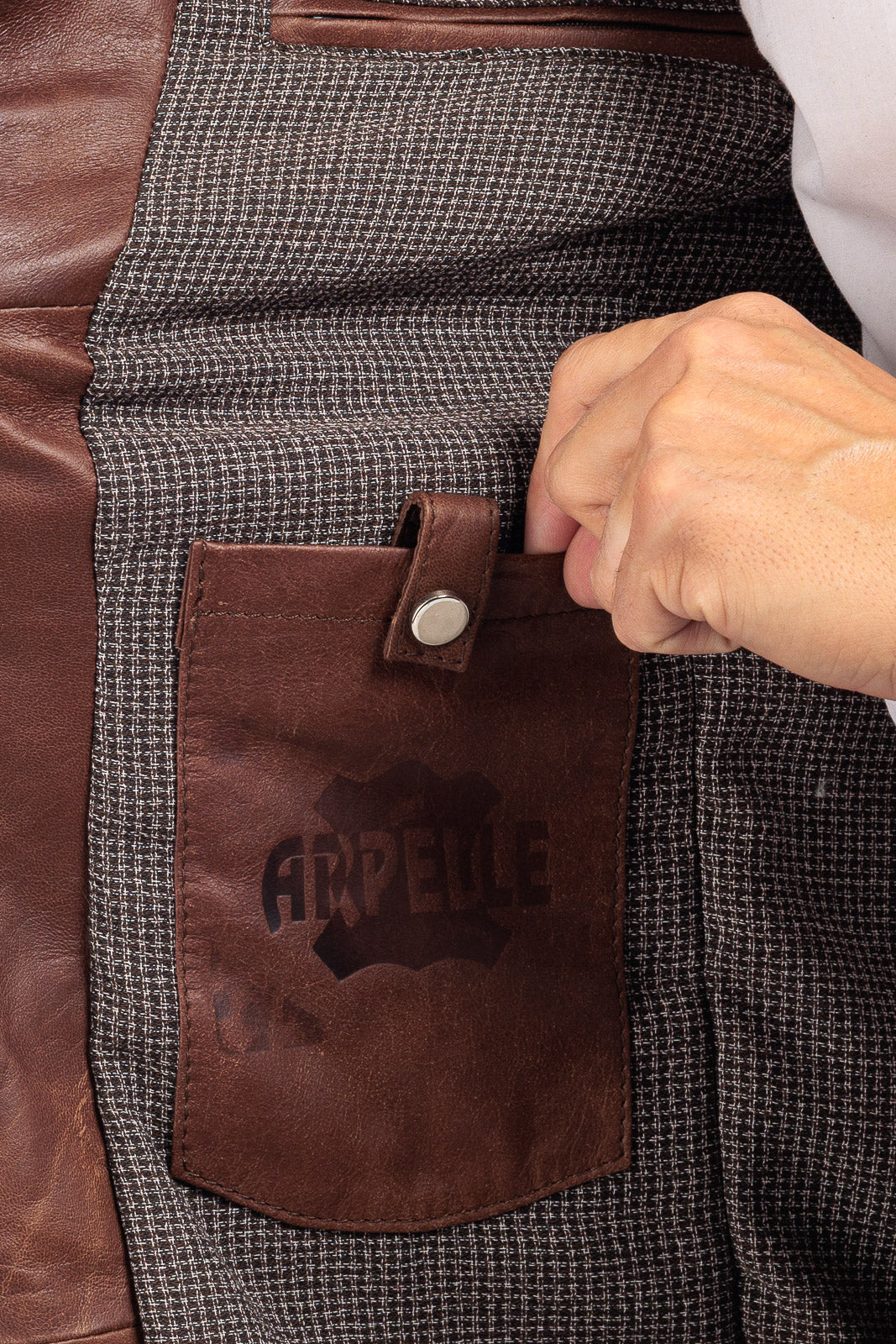 Giacca in vera pelle uomo BELL + con zip marrone